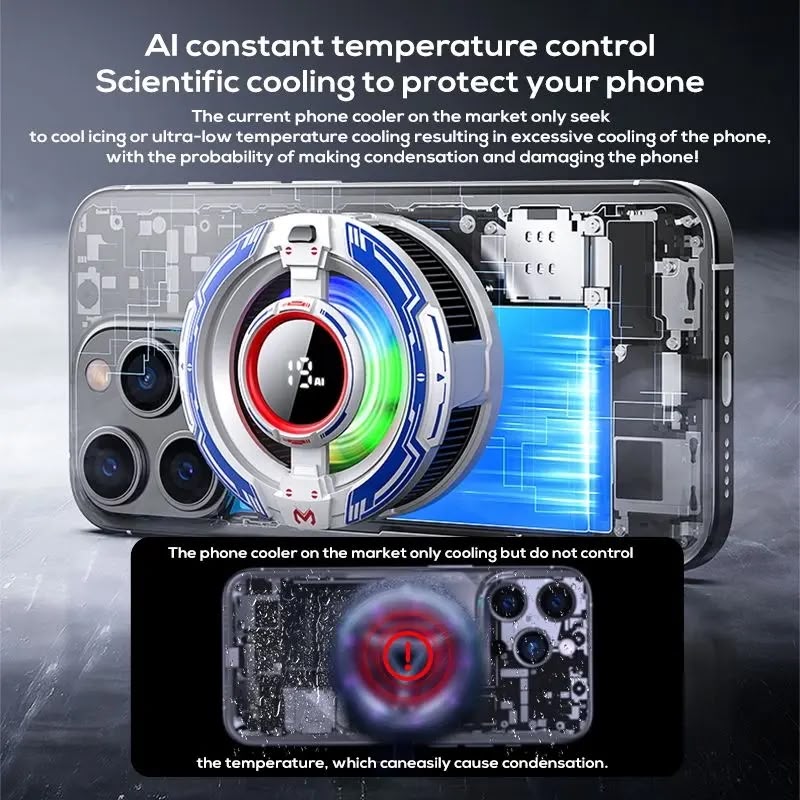 MEMO CX16 Phone Cooler - AI Constant Temperature Control cooling technology diagram