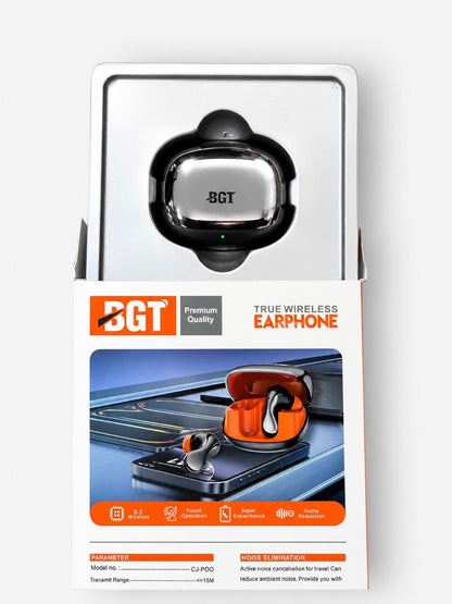 BGT Lexus True Wireless Earbuds – Bluetooth 5.3, ENC Noise Cancellation, 30H Playtime (Black & Orange)