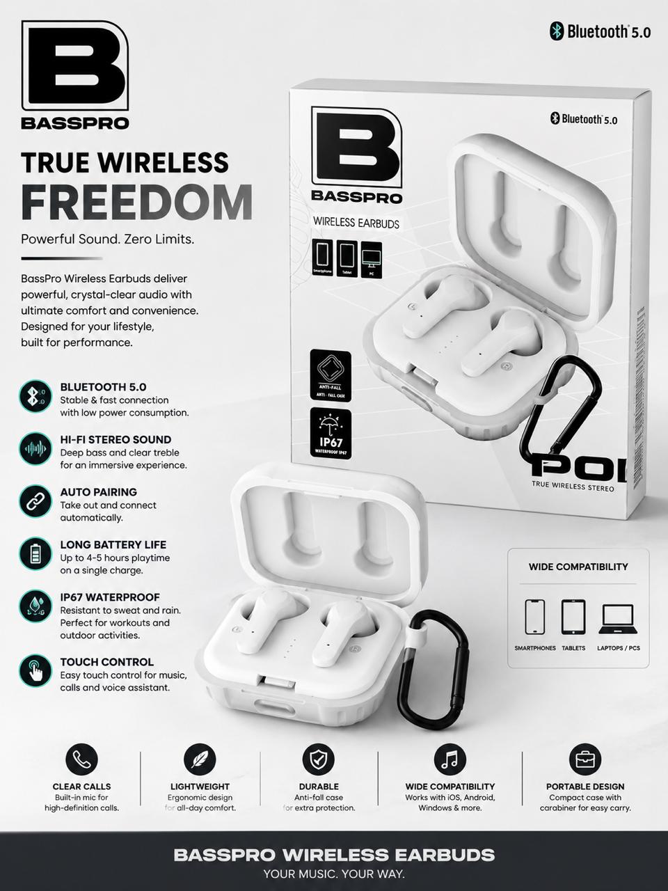 AirPods Pro TWS Wireless Earbuds - Bluetooth 5.0, IP67 Waterproof, Touch Control