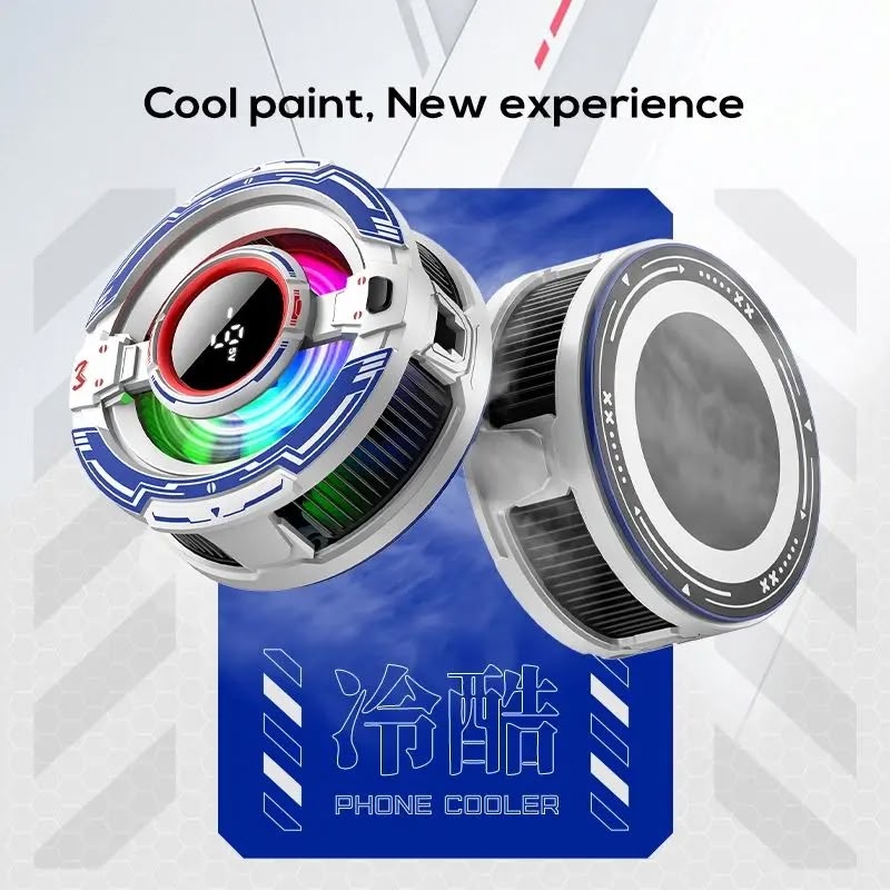 MEMO CX16 Magnetic Phone Cooler - Cool paint design, White & Blue RGB cooling fan