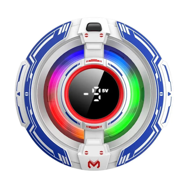 MEMO CX16 RGB Magnetic Mobile Cooling Fan - AI Temperature Control Phone Radiator (White & Blue)